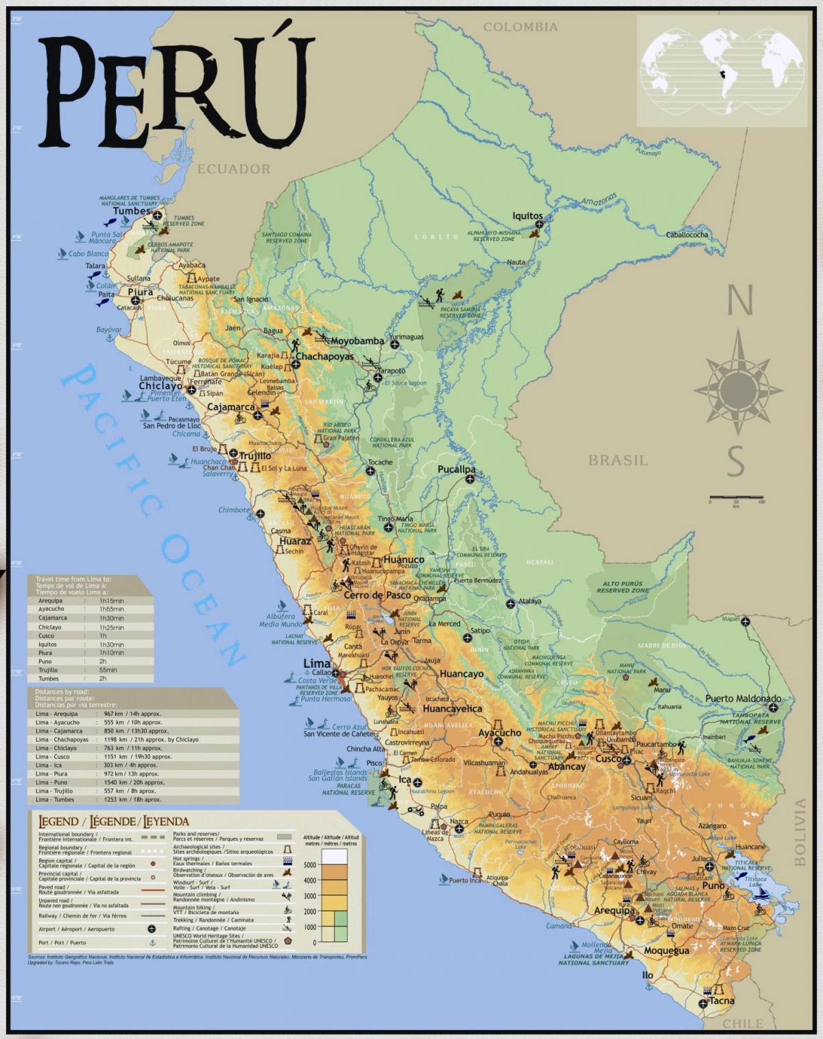 پرو, جاذبه های توریستی نقشه