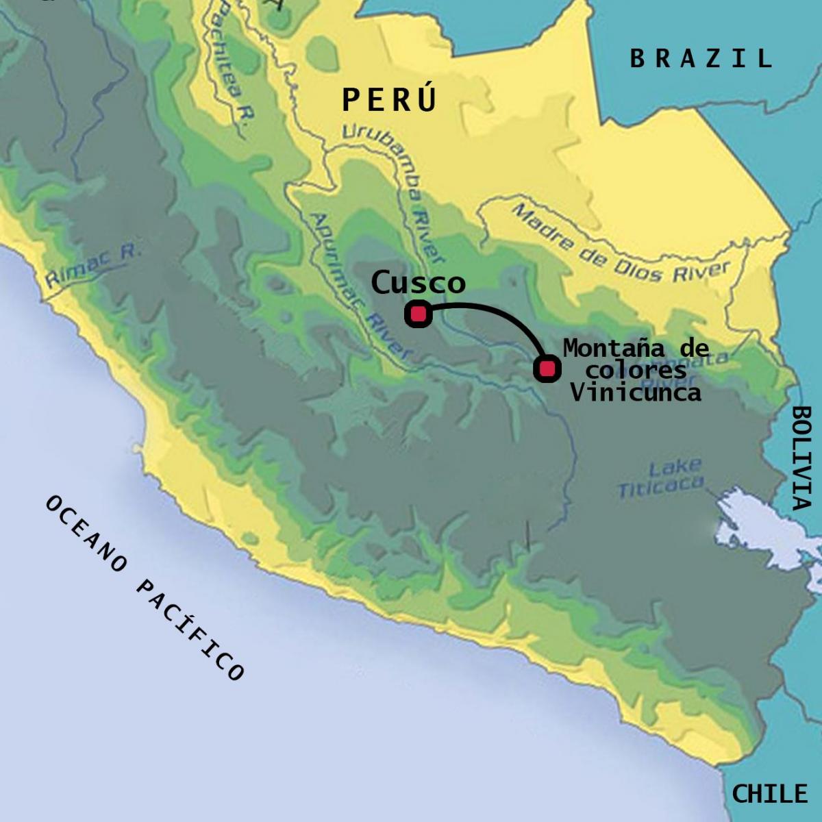vinicunca پرو نقشه