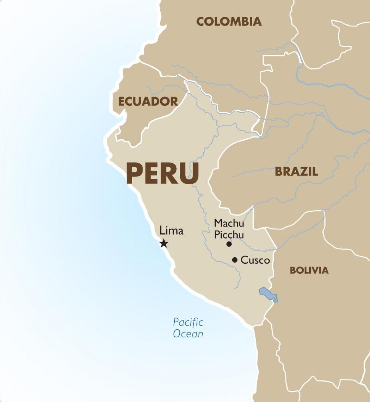 نقشه از پرو و کشورهای اطراف