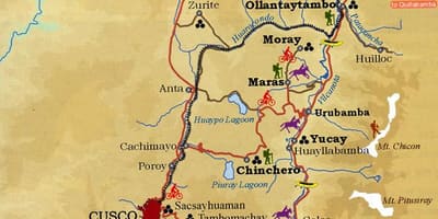 نقشه از دره مقدس cusco, پرو